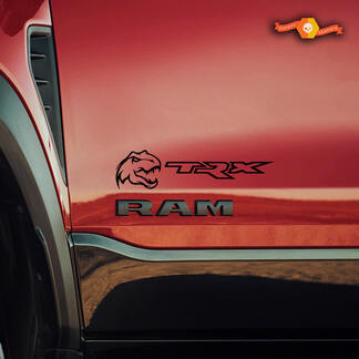 2x Kleine Dodge Ram Rebel 2022+ 2023+ 1500 TRX Dinosaurussen T-Rex TRX Truck Vinyl Decal Graphic
