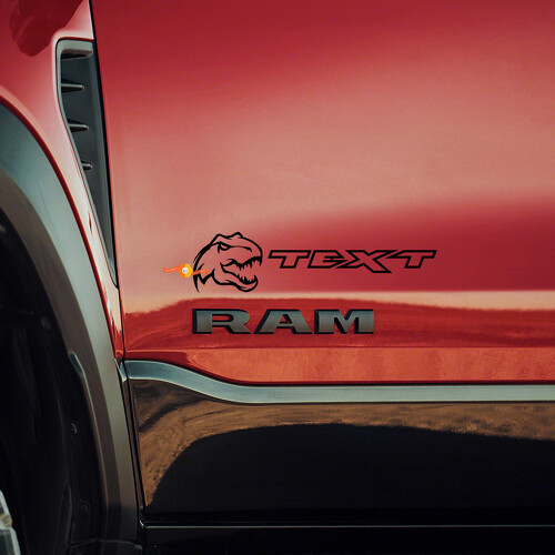 Kleine T-Rex Aangepaste Tekst Zij Vinyl Decal Kit voor Ram 1500 TRX Rebel_1