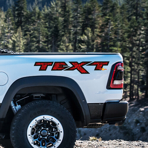 Aangepaste tekst topografisch stijl bedvinyl set voor Dodge Ram Rebel 1500 TRX