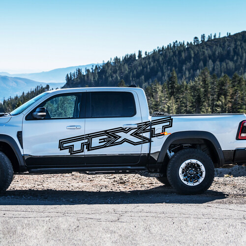 Aangepast Tekstomtrek Stijl Zij Vinyl Decal Kit voor Dodge Ram 1500 Rebel TRX