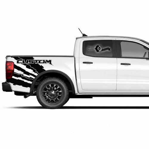 CUSTOM Diagonale Gescheurde Bedkanten Set Bedkanten Vinyl Decal Sticker voor Ford F-150 2022