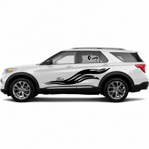 Text Flame Wave Paar Deur Achterspatbord Vinyl Decal Sticker voor Ford Explorer