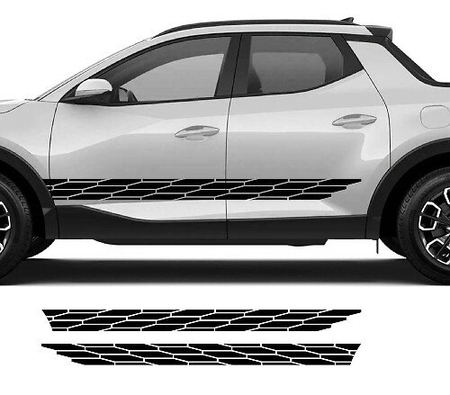 Rocker Panel Moderne Geometrie Zijlogo Vinyl Stickers Decal Grafisch kit passend voor Hyundai Santa Cruz
