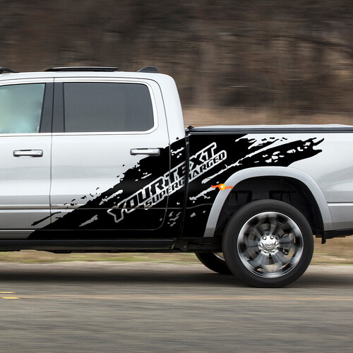 Mud Splash Supercharged zij vinyl decalset voor Dodge Ram Rebel 2021+_1
