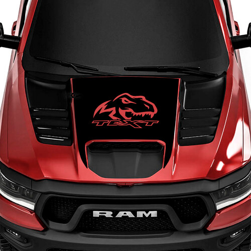 T-Rex en Aangepaste Tekst Motorkap Vinyl Decal voor Dodge Ram Rebel 1500 TRX