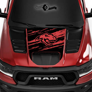 Dodge Ram Rebel 2022+ 2023+ 1500 TRX T-Rex Hood Scratch Claws Vernietigd TRX Truck Vinyl Decal Graphic
