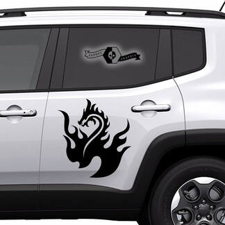 Koppel elk auto-logo Moderne deur DIEREN Dragon Zijdeuren strepen stickers Grafische kit
