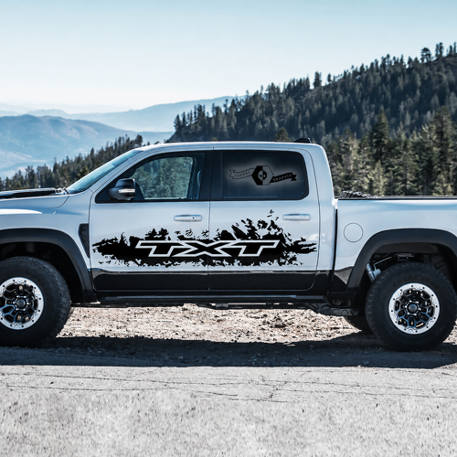 TXT Door Splatter Pair Deur Vinylsticker voor RAM 1500 Rebel, TRX 2022-2026