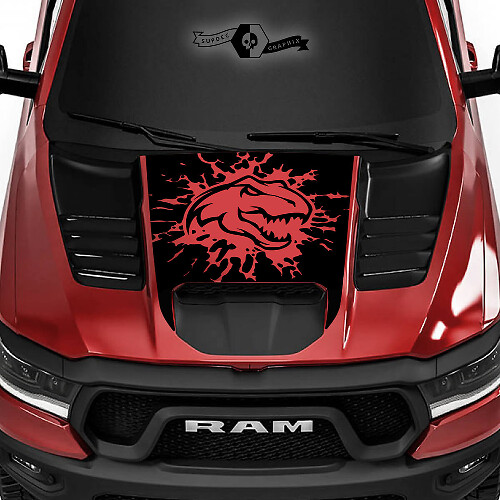 T-Rex Destroyed Style Motorkap Vinyl Decal voor Dodge Ram Rebel 1500 TRX