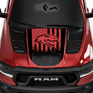 Dodge Ram Rebel 2022+ 2023+ 1500 TRX T-Rex Hood Flag USA vernietigd TRX Truck Vinyl Decal Graphic
