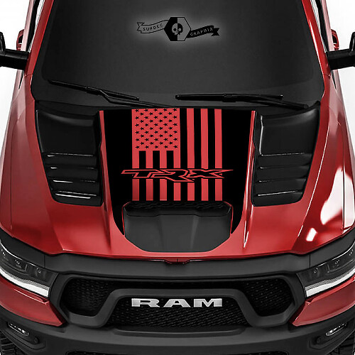 USA-vlag TRX motorkap vinyl sticker voor Dodge Ram Rebel 1500 TRX