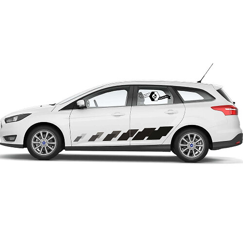Racing Ruitjes Strepen Deur Zijkant Vinyl Decal Sticker Voor Ford Focus 2021+