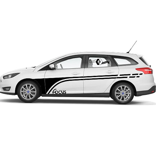 Paar 2021+ Ford Focus Spatborddeuren Zijkant Ford Focus Logo Auto Racestreep Vinyl Decal Sticker
