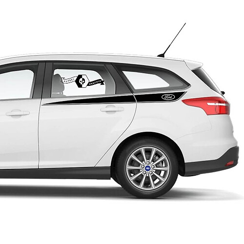 Paar 2021+ Ford Focus Spatbord Deurzijde Ford Focus Logo Racing Stripe Vinyl Sticker
