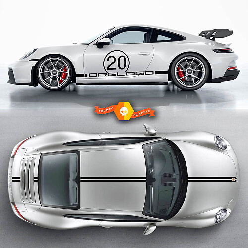 Set Porsche 911 Porsche Carrera Rocker Panel Hood Roof Side Stripes Doors Kit Decal Sticker
