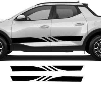 Paar moderne Rally zijdeuren Rocker Panel Logo Vinyl Stickers Decal Graphic passend bij Hyundai Santa Cruz

