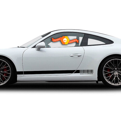 Made in Germany Barcode Zijkstrepen Vinyl Stickers Set voor Porsche 911