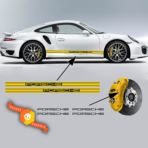 Set Porsche 911 996 Carrera turbo 2 Kleuren Zijstrepen Decals + 4 remklauwen Decals Vinyl Stickers Decals
