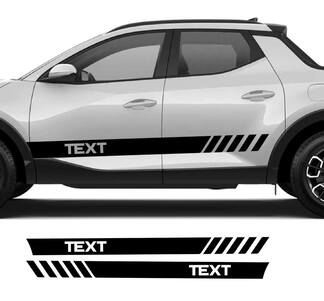 Aangepaste tekst Rally Side Rocker Panel Shadow Vinyl Stickers Decal Graphic Kit geschikt voor Hyundai Santa Cruz
