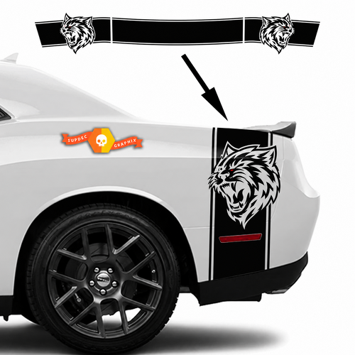 Custom Cat Head Side and Tail Band Kit Achterspatbord Kofferbak Vinylsticker voor Dodge Challenger Hellcat 2015-2023