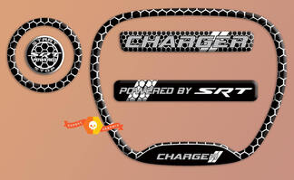 Set van Charger Zwart Wit SRT Steering WHEEL TRIM RING embleem koepelvormige sticker Charger Dodge

