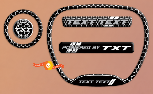SRT Scat Pack Style TXT TEXT TEXT White Honeycomb Domed Interior Set — Vinylsticker (stuurwiel, startknop, sleutelhanger) voor Dodge Charger 2015-2026