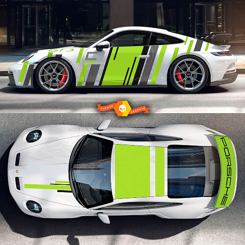 3 Kleuren Porsche 991 gt3 Stickers Kit  Motorkap Dak Achterspoiler Wrap Volledige Carrosseriestrepen Decal Sticker
