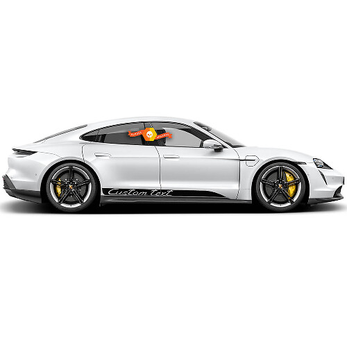 Porsche Taycan Zijrockerpaneel Aangepaste Tekst Strepen Kit Decal Sticker
