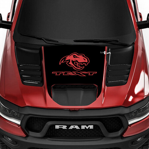 T-Rex Head Custom Tekst Motorkap Vinyl Sticker voor RAM 1500 Rebel, TRX 2019-2026