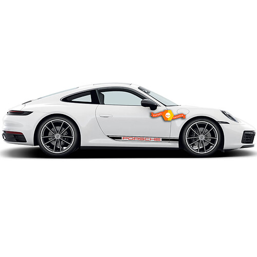 2 Porsche 911 992 Turbo S zijde sticker rocker paneel strepen deuren kit sticker sticker