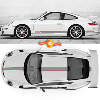 Dubbele Porsche 911 Porsche carrosseriestickers Deur Zijskirt Decals Staart Dak Zijstrepen Deuren Kits
