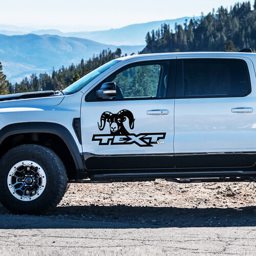 Ram Head aangepaste tekst zijdeur vinyl decal sticker voor RAM 1500 Rebel, TRX 2019-2026