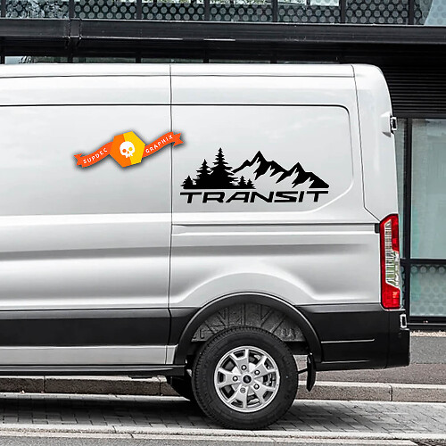 2023 FORD TRANSIT-TRAIL Mountain Forest Logo TRANSIT Vinyl Stickers Decals Elke maat past op Nissan, Toyota, Chevy, GMC, Dodge, Ford
