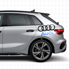 Audi Lettering en Ringen Zijvlak Vinyl Decal Set voor Audi Auto's_2