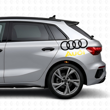 Audi Lettering en Ringen Zijvlak Vinyl Decal Set voor Audi Auto's_5