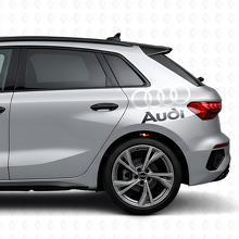 Audi Lettering en Ringen Zijvlak Vinyl Decal Set voor Audi Auto's_6