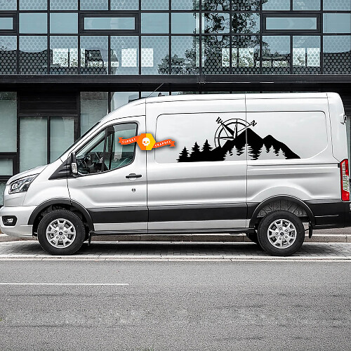 2023 FORD TRANSIT-TRAIL kompas berg bos bomen vinyl stickers stickers elke maat voor Nissan, Toyota, Chevy, GMC, Dodge, Ford
