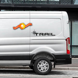 Paar 2023 FORD TRANSIT-TRAIL Compass Transit Logo Vinyl Decals elke maat voor Nissan, Toyota, Chevy, GMC, Dodge, Ford
