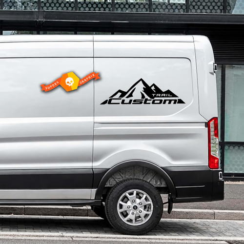 Trail Style Custom Mountain Outline — Vinylsticker (zijkant) voor Ford Transit