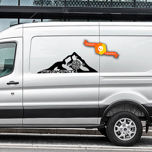 Paar 2023 FORD TRANSIT-TRAIL bergkompas logo vinyl stickers stickers elke maat voor Nissan, Toyota, Chevy, GMC, Dodge, Ford
