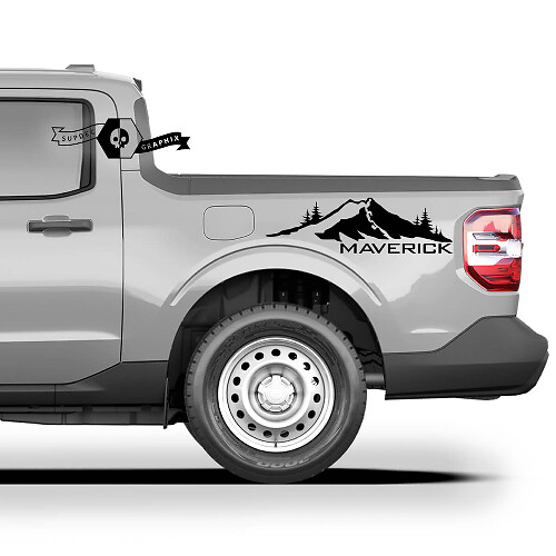 Paar FORD MAVERICK 2022 FX4 Graphics Decals Stickers Bed Side Decals Mountain Trees Maverick Stickers Truck Bed Side
