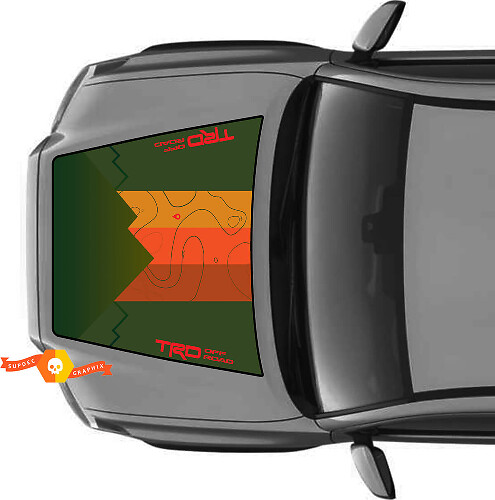 Hood TRD Off Road Mountains Topografische Kaart Hood Vintage Stripes Vinyl Stickers Sticker geschikt voor Toyota Tacoma 2016 - 2022 modellen
