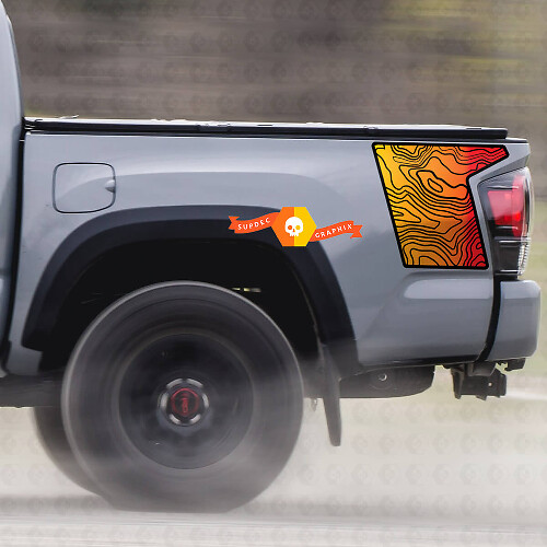 Paar Toyota TRD zijbed Contour Map grafische sticker sticker model
