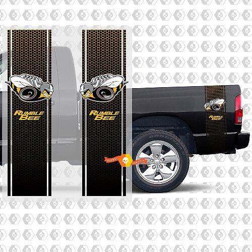 Rumble Bee-stijl honingraat zijstrepen vinyl stickers voor Dodge Ram 1500