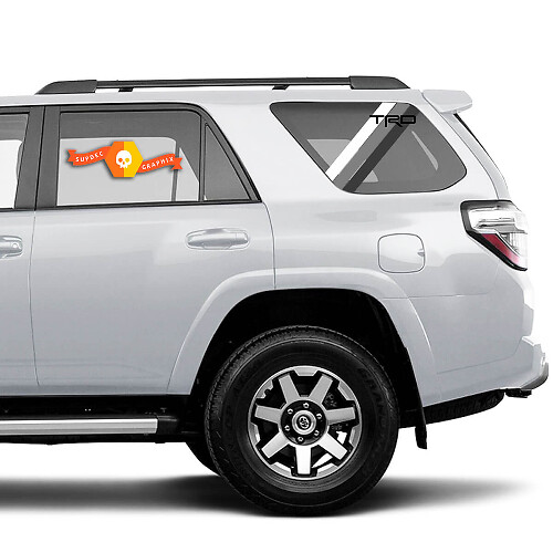 Paar 2010-2023 Toyota 4Runner Retro PRECUT Window Racing Stripes TRD Stripes Side Vinyl Decals Stickers - Wit Grijs Zwart
