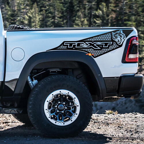 Wildcat en aangepaste tekst nachtkastje vinyl decal sticker voor RAM 1500 TRX 2021-2026