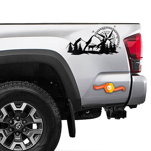 Compass Mountain Style Zijkant Vinyl Stickers voor Toyota Truck