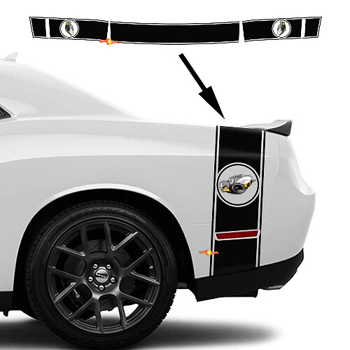 Rumble Bee Stijl Strepen Zijkant Kofferruimte Vinyl Decal Sticker voor Dodge Challenger 2022-2023