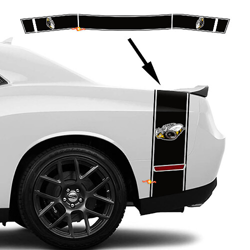 Rumble Bee Outline Strepen Bedside Koffer Vinyl Decal Sticker voor Dodge Challenger 2022+