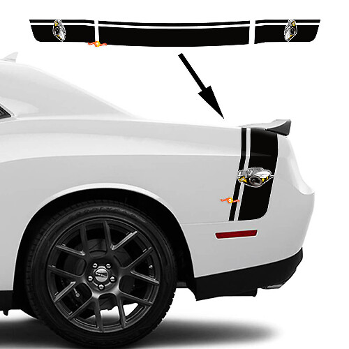 Rumble Bee-stijl dubbele strepen zijpaneel kofferbak vinyl decal kit voor Dodge Challenger 2022+